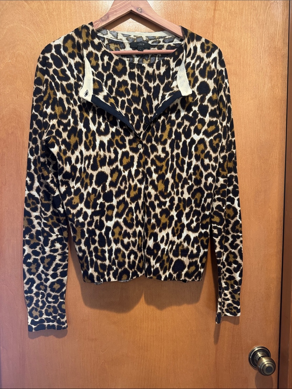 J. Crew Leopard Merino Wool Twin Set. Size L